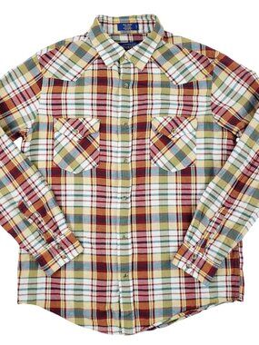 Pendleton Epic Shirt Men Size Medium Plaid Long Sleeve Pearl Snap Preppy Cotton